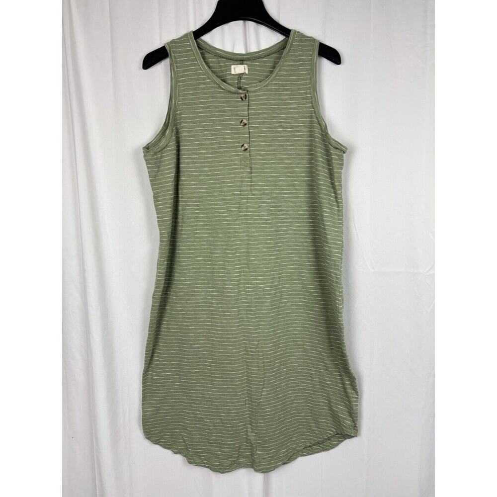 Up West Cotton Sleeveless Midi Tank Dress Green Stripe Size XL